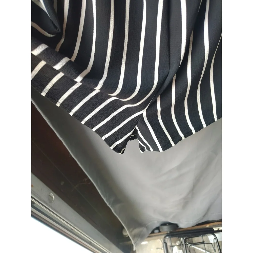 Ambiance Striped Romper Black White‎ Off Shoulder Elastic Waist Large